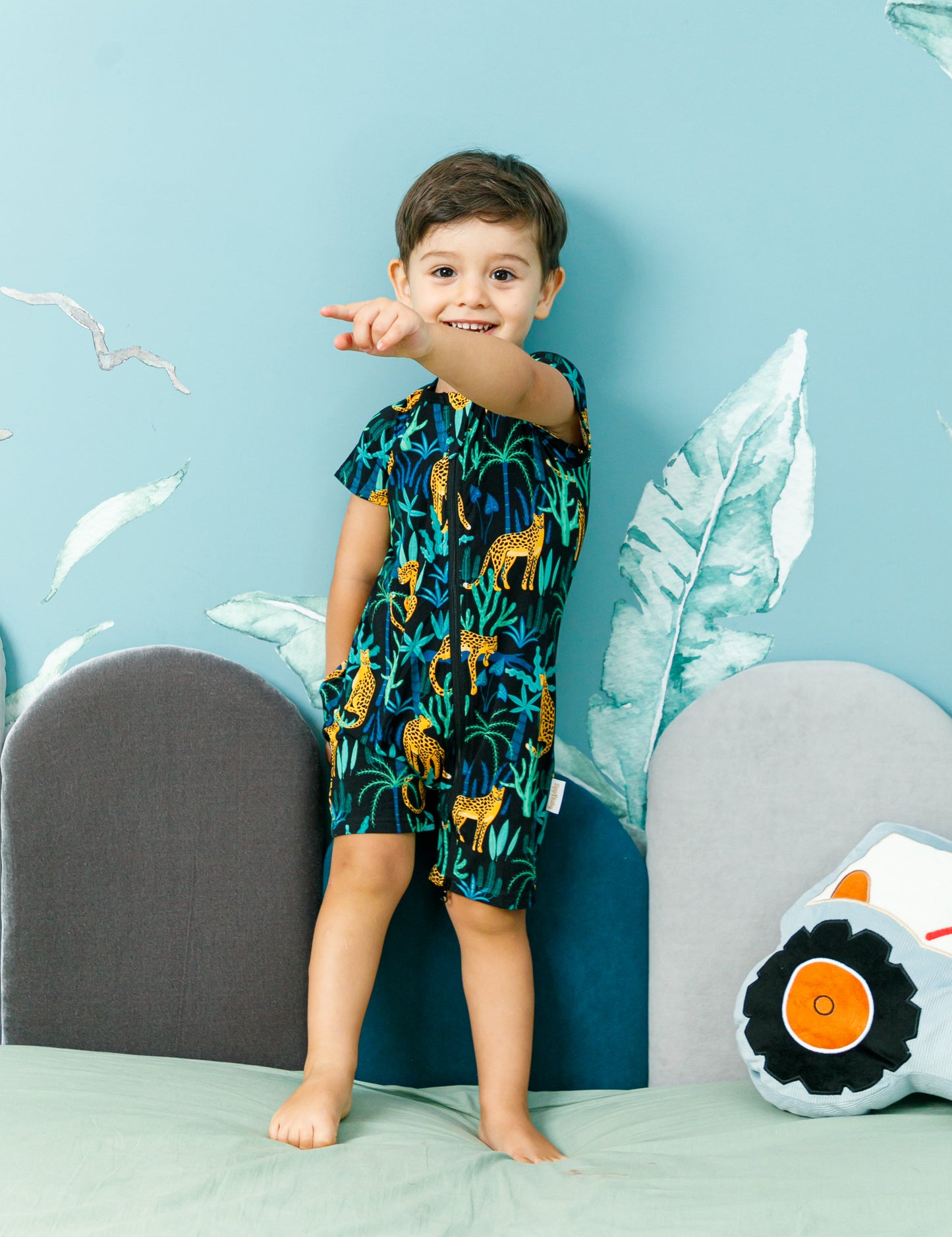 Short Savanna Vibes, salopeta scurta din bambus organic, cu fermoar in dublu sens